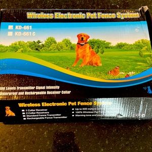 Wireless above ground pet fence.  2 collars for 2 dogs
